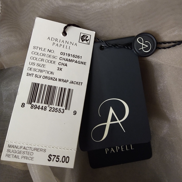 Adrianna Papell Sheer Tan Wrap Jacket - Picture 6 of 6